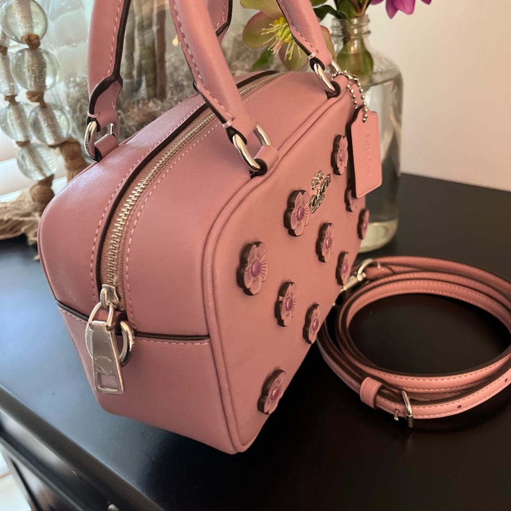 Coach Lavender Floral Appliqué Satchel 💜 🌼 Brand New from Coach with Tags - Picture 3 of 11